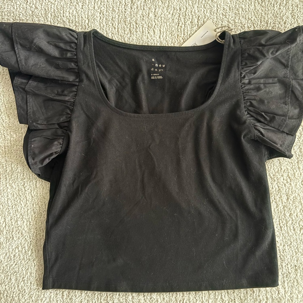 A New Day Black ruffle Sleeve Blouse